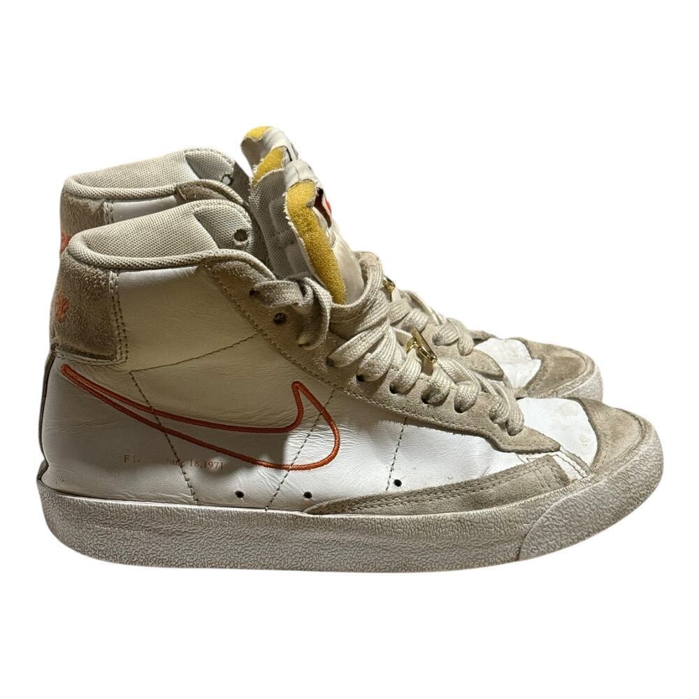 Nike Blazer Mid 77 First Use White Orange Leather Women's Size 7 Retro Sneakers